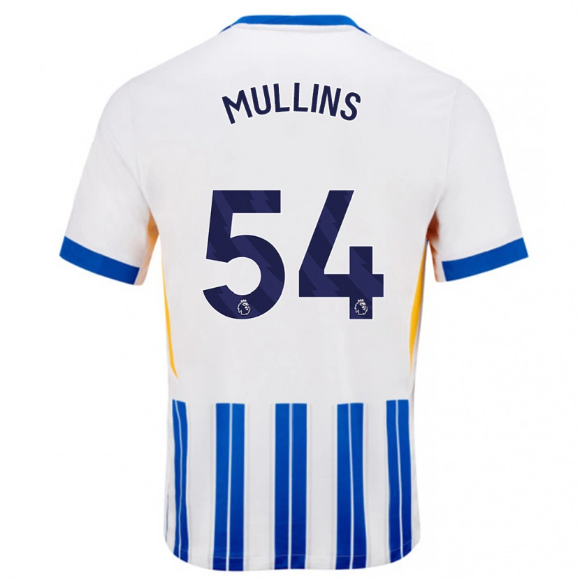 Danxen Bambino Maglia Jamie Mullins #54 Bianco Blu A Righe Kit Gara Home 2024/25 Maglietta