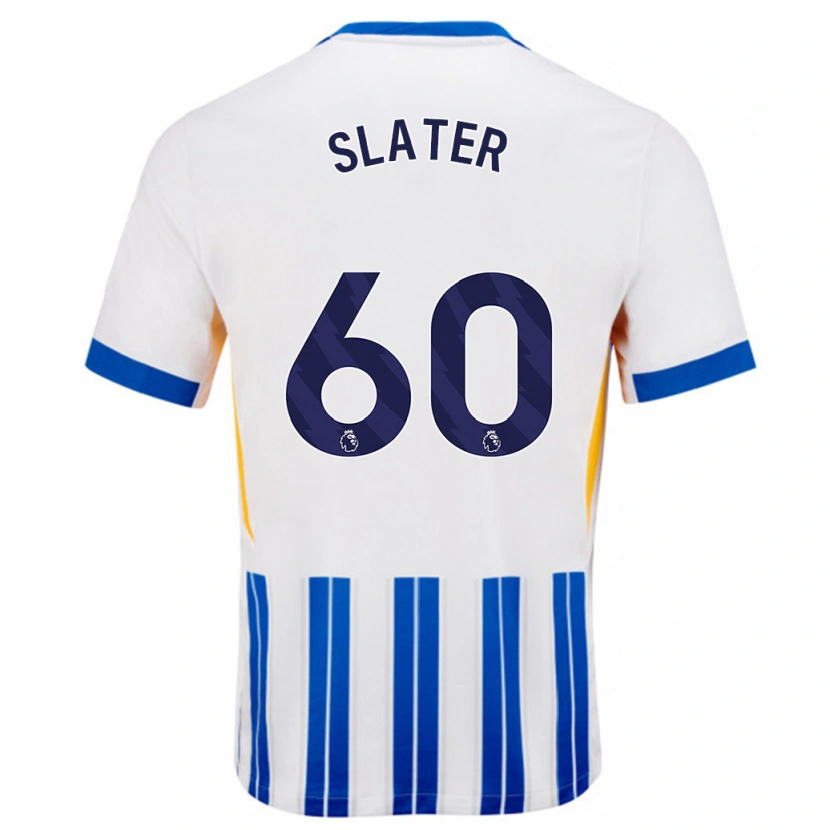 Danxen Bambino Maglia Jacob Slater #60 Bianco Blu A Righe Kit Gara Home 2024/25 Maglietta