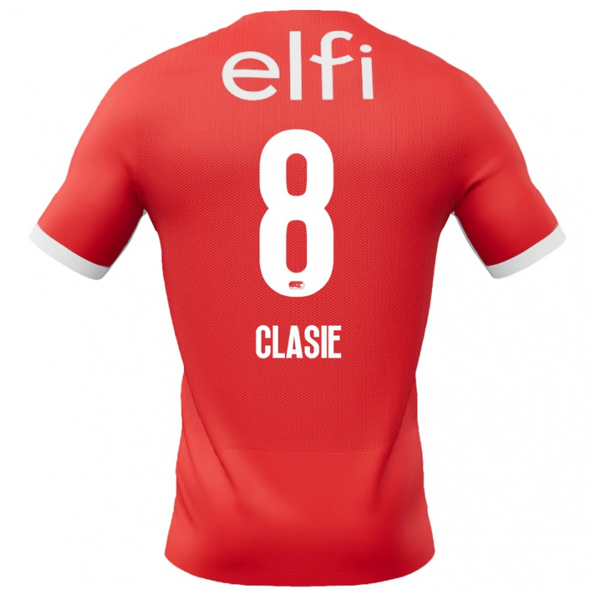 Danxen Bambino Maglia Jordy Clasie #8 Rosso Bianco Kit Gara Home 2024/25 Maglietta