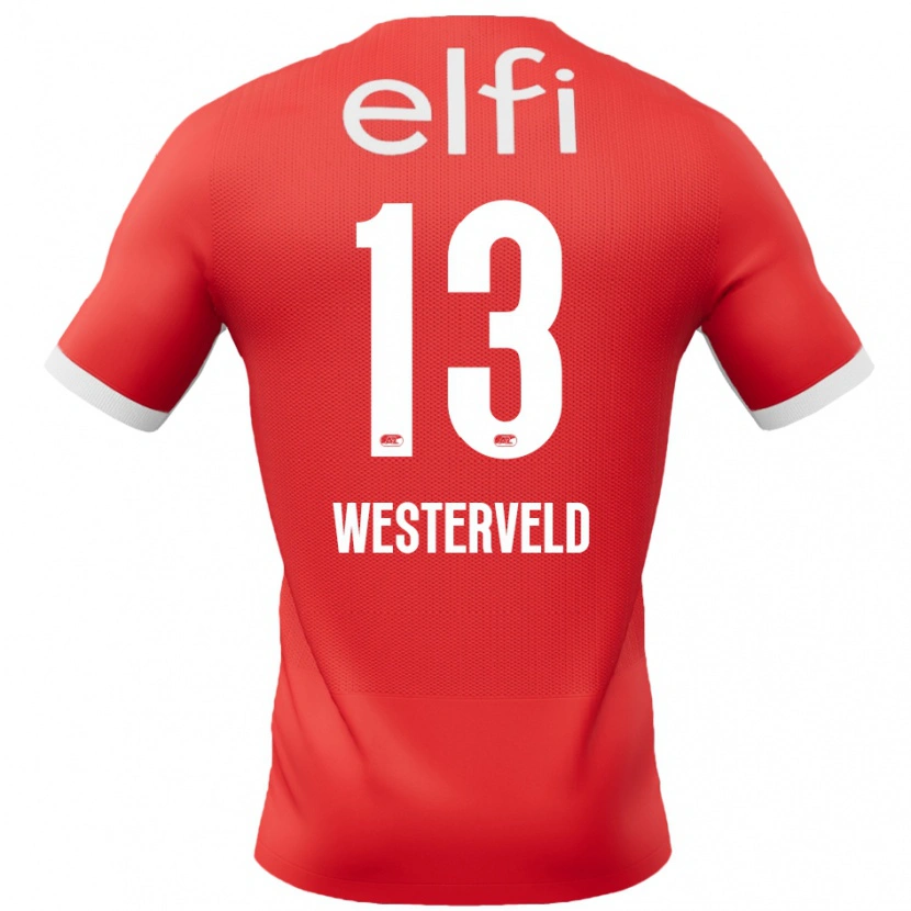 Danxen Bambino Maglia Sem Westerveld #13 Rosso Bianco Kit Gara Home 2024/25 Maglietta