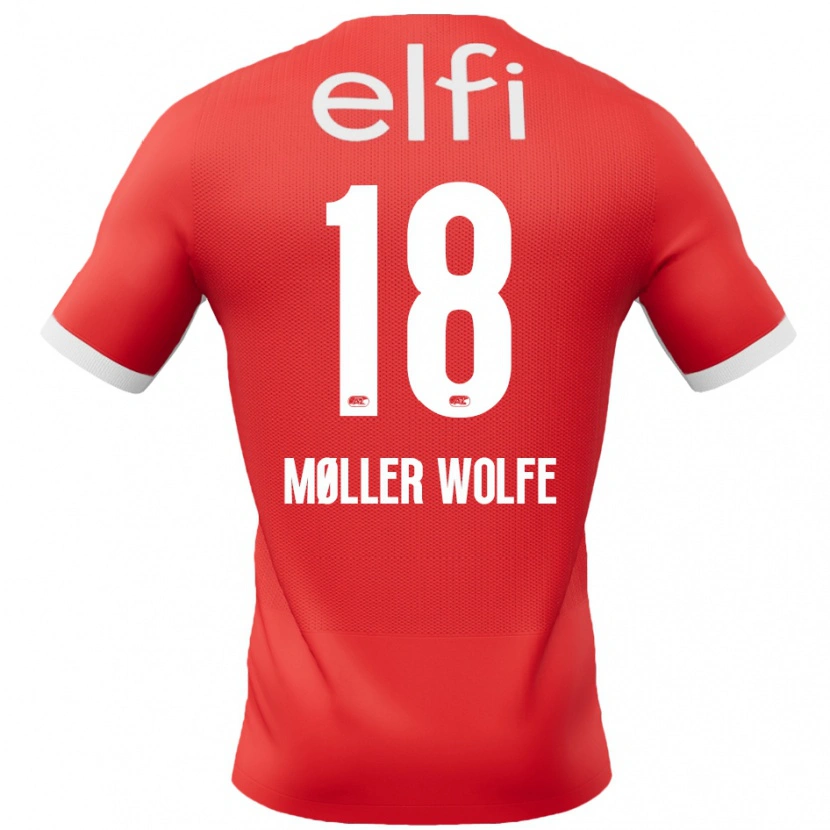 Danxen Bambino Maglia David Møller Wolfe #18 Rosso Bianco Kit Gara Home 2024/25 Maglietta