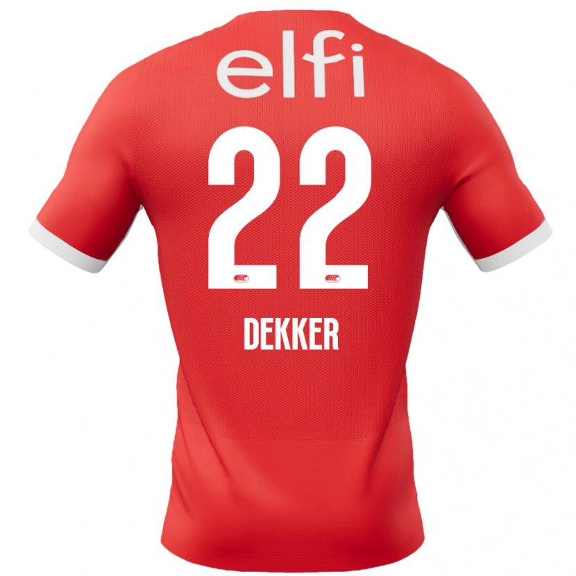 Danxen Bambino Maglia Maxim Dekker #22 Rosso Bianco Kit Gara Home 2024/25 Maglietta