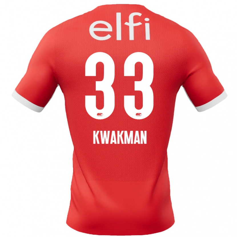 Danxen Bambino Maglia Dave Kwakman #33 Rosso Bianco Kit Gara Home 2024/25 Maglietta
