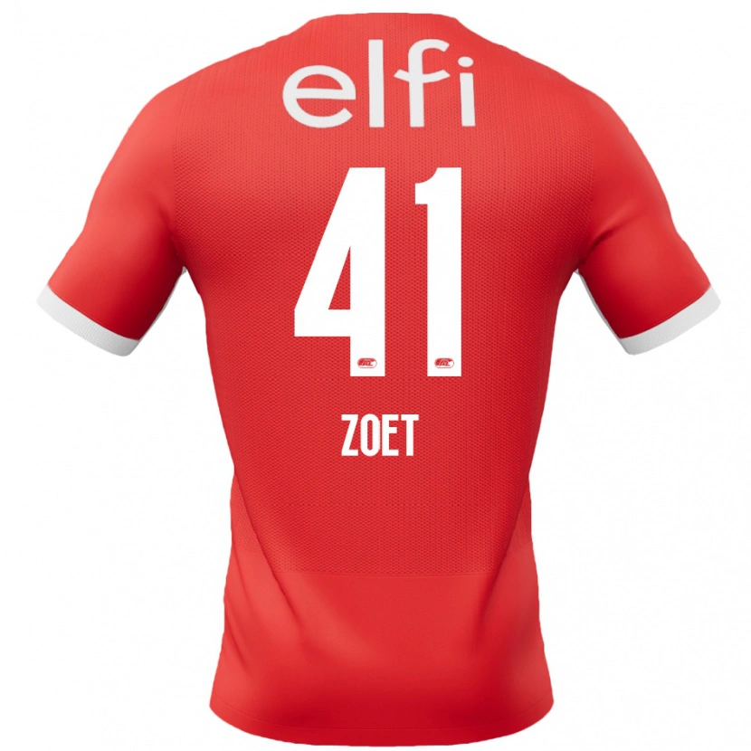 Danxen Bambino Maglia Jeroen Zoet #41 Rosso Bianco Kit Gara Home 2024/25 Maglietta
