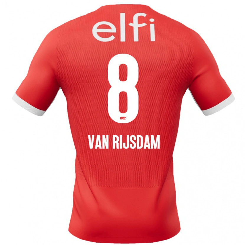 Danxen Bambino Maglia Julian Van Rijsdam #8 Rosso Bianco Kit Gara Home 2024/25 Maglietta