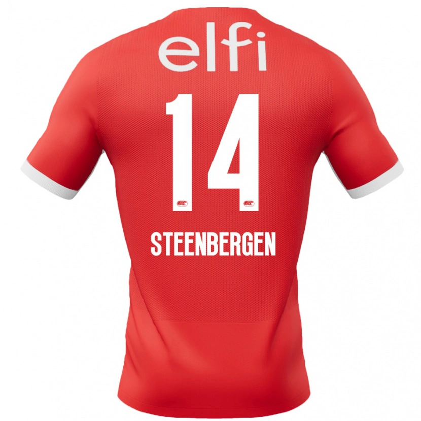 Danxen Bambino Maglia Thom Steenbergen #14 Rosso Bianco Kit Gara Home 2024/25 Maglietta