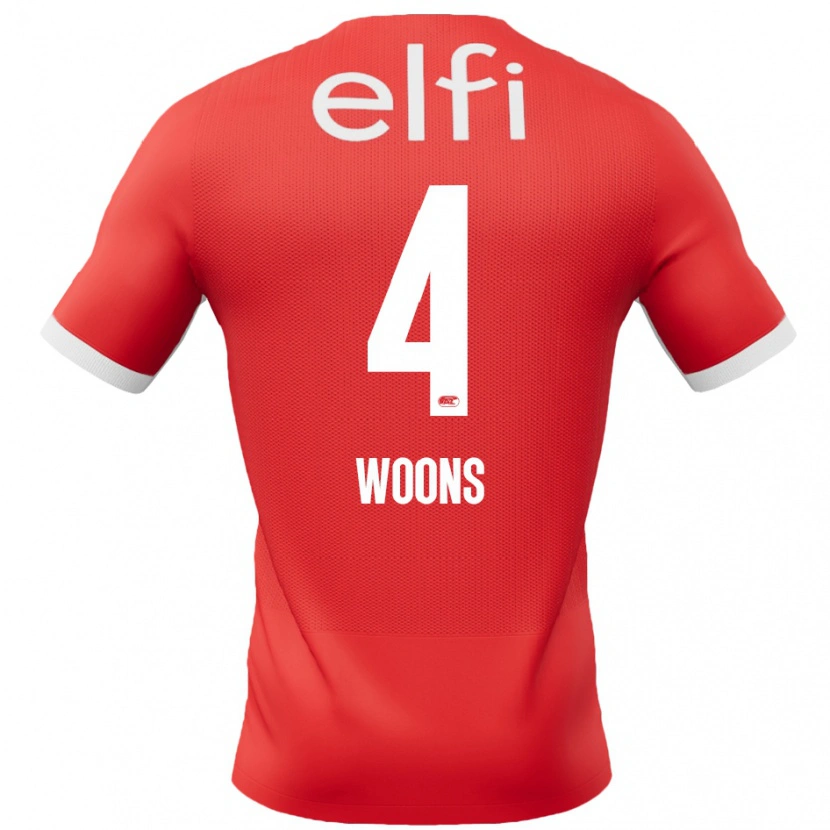 Danxen Bambino Maglia Karlijn Woons #4 Rosso Bianco Kit Gara Home 2024/25 Maglietta