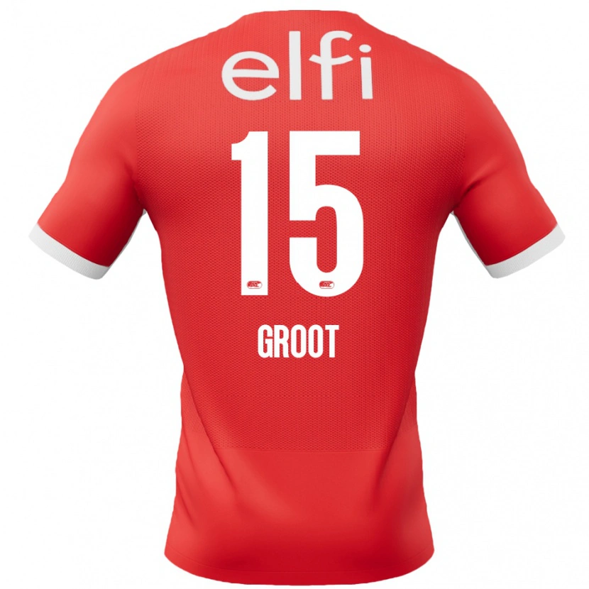 Danxen Bambino Maglia Pleun Groot #15 Rosso Bianco Kit Gara Home 2024/25 Maglietta