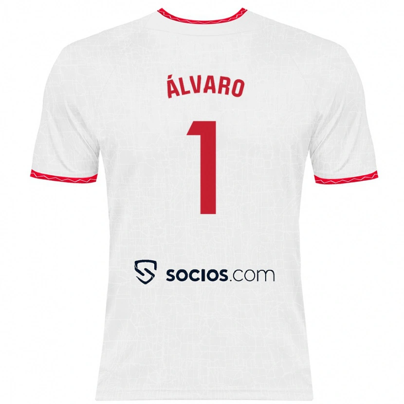 Danxen Bambino Maglia Álvaro Fernández #1 Bianco Rosso Kit Gara Home 2024/25 Maglietta