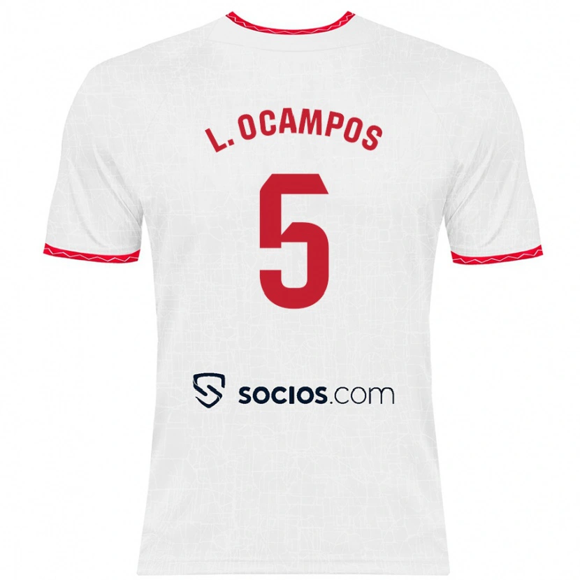 Danxen Bambino Maglia Lucas Ocampos #5 Bianco Rosso Kit Gara Home 2024/25 Maglietta