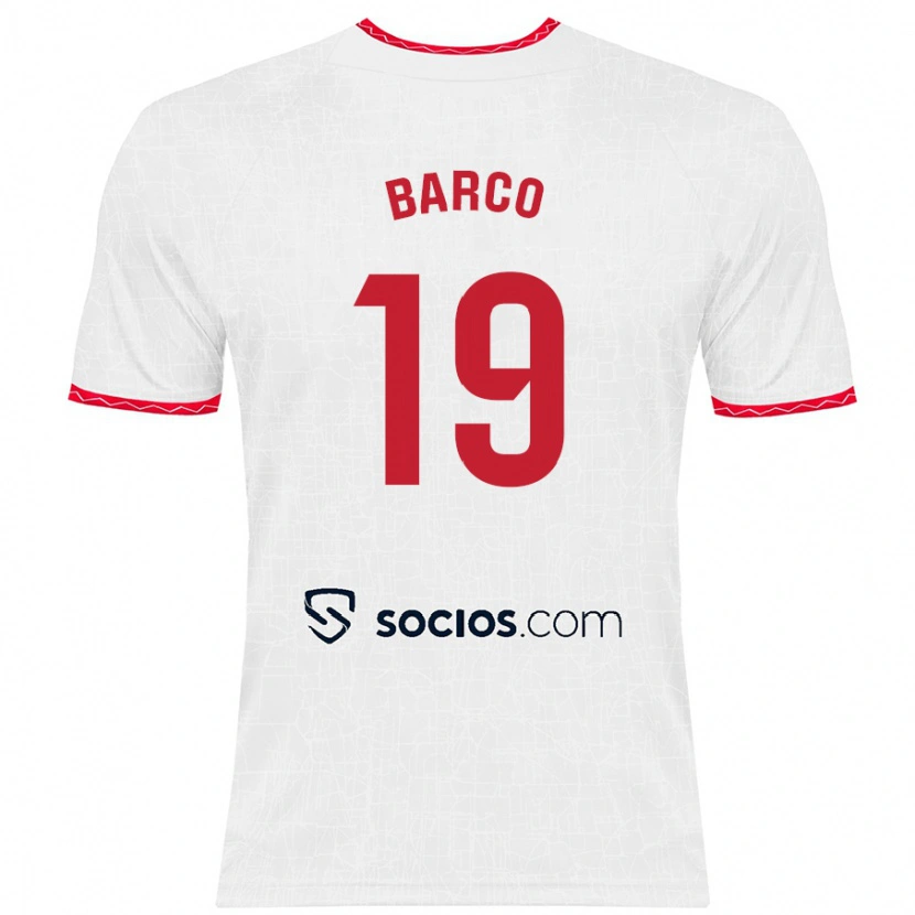 Danxen Bambino Maglia Valentín Barco #19 Bianco Rosso Kit Gara Home 2024/25 Maglietta