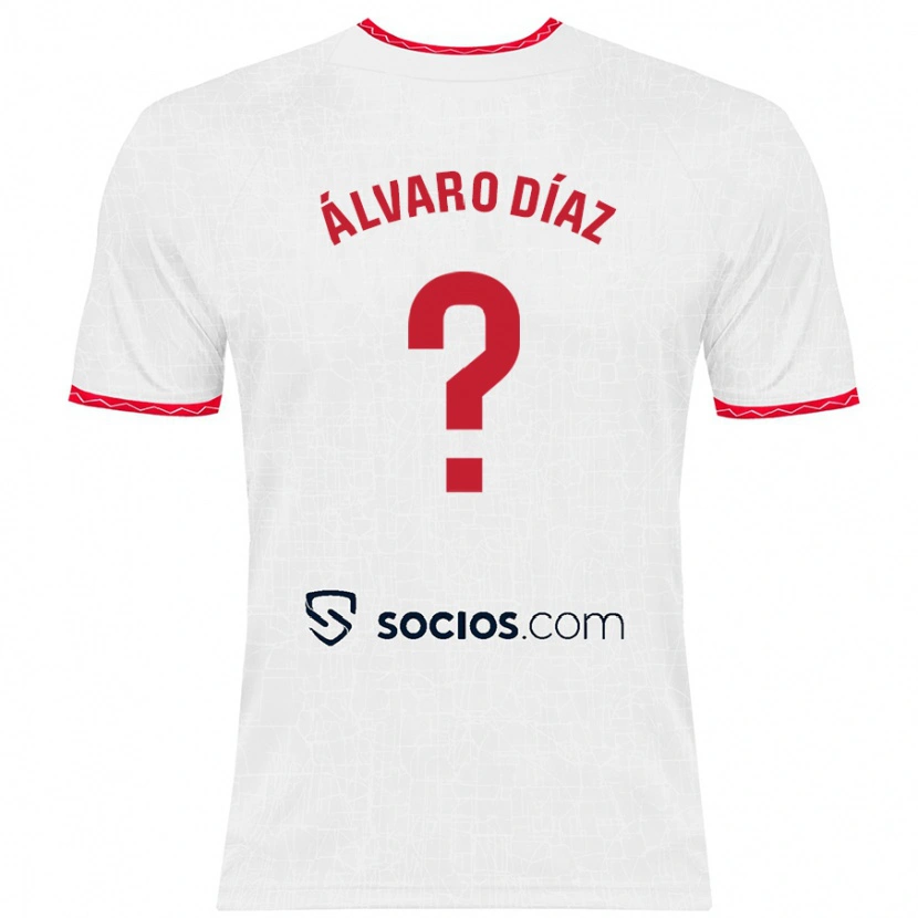 Danxen Bambino Maglia Álvaro Díaz #0 Bianco Rosso Kit Gara Home 2024/25 Maglietta
