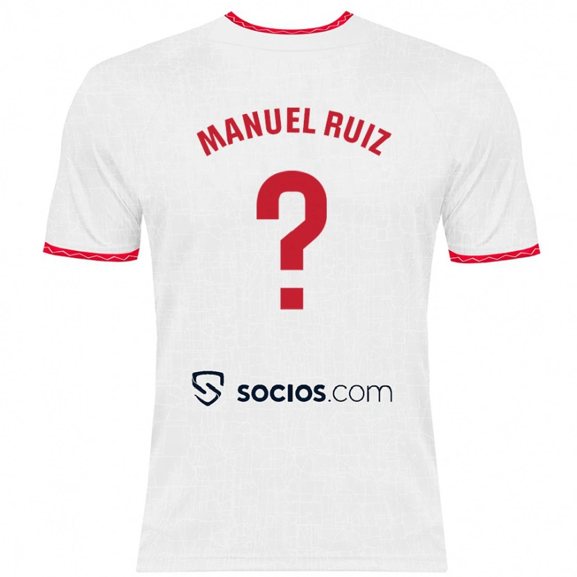Danxen Bambino Maglia José Manuel Ruiz #0 Bianco Rosso Kit Gara Home 2024/25 Maglietta