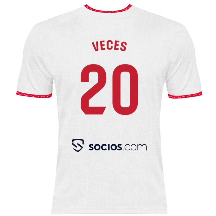 Danxen Bambino Maglia Sergio Veces #20 Bianco Rosso Kit Gara Home 2024/25 Maglietta