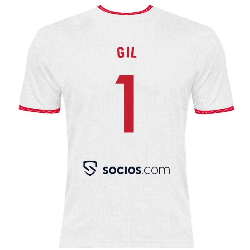 Danxen Bambino Maglia David Gil #1 Bianco Rosso Kit Gara Home 2024/25 Maglietta