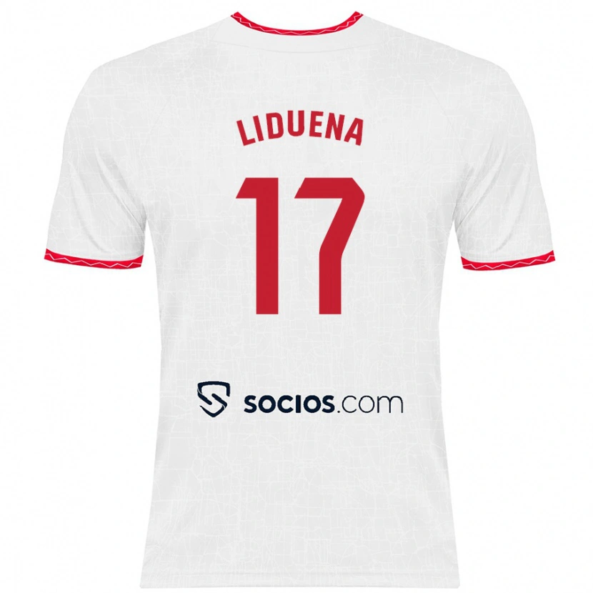 Danxen Bambino Maglia Daniel Lidueña #17 Bianco Rosso Kit Gara Home 2024/25 Maglietta