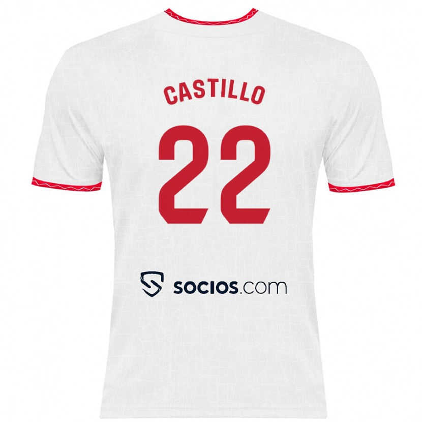 Danxen Bambino Maglia José Castillo #22 Bianco Rosso Kit Gara Home 2024/25 Maglietta