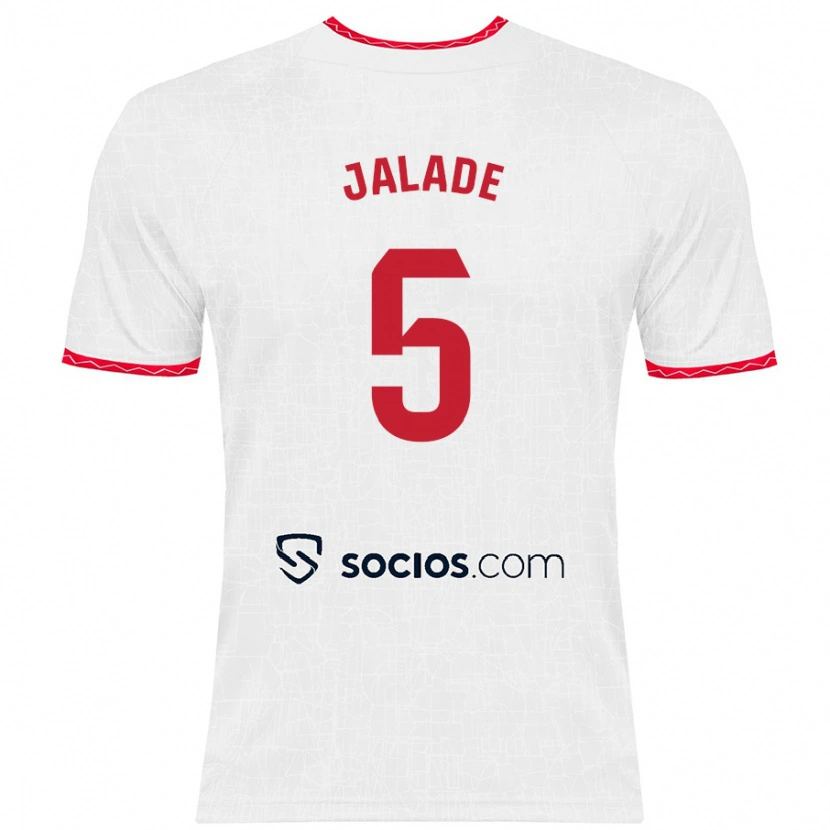 Danxen Bambino Maglia Robert Jalade #5 Bianco Rosso Kit Gara Home 2024/25 Maglietta