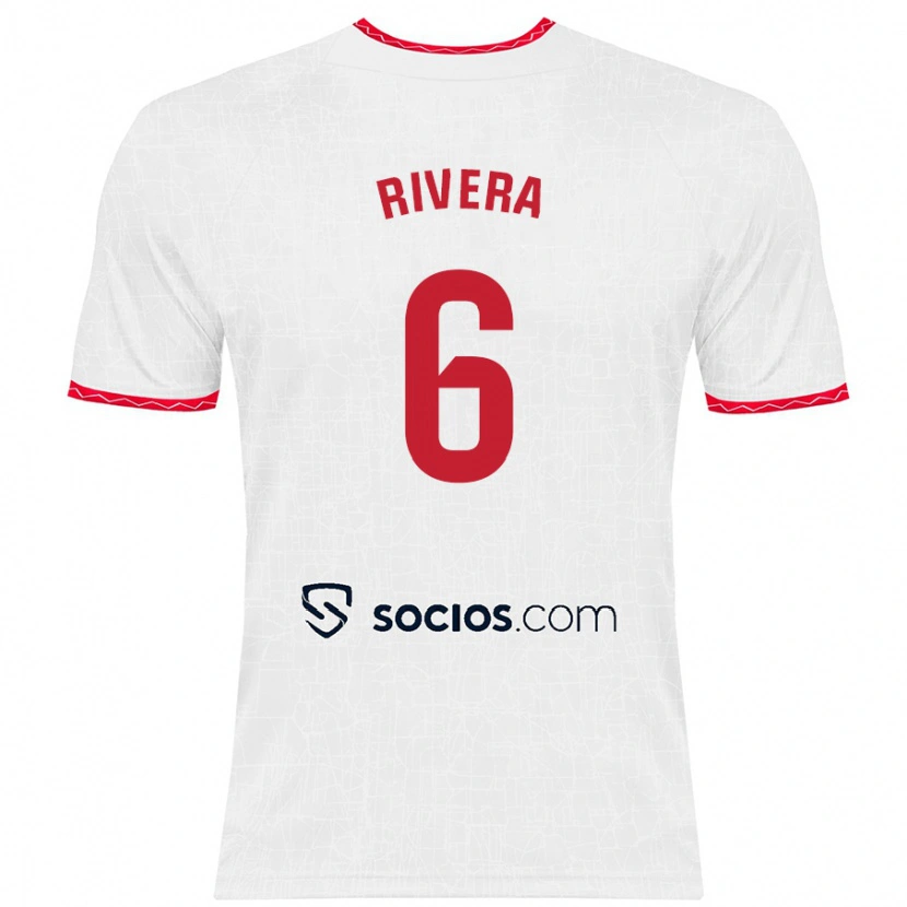 Danxen Bambino Maglia Pablo Rivera #6 Bianco Rosso Kit Gara Home 2024/25 Maglietta