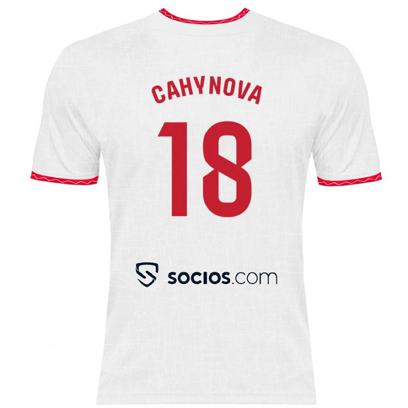Danxen Bambino Maglia Klara Cahynova #18 Bianco Rosso Kit Gara Home 2024/25 Maglietta