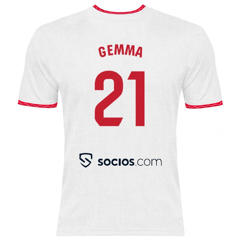 Danxen Bambino Maglia Gemma Gili Giner #21 Bianco Rosso Kit Gara Home 2024/25 Maglietta