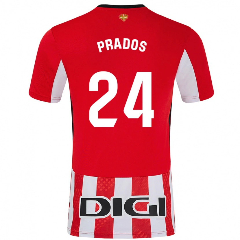 Danxen Bambino Maglia Beñat Prados #24 Rosso Bianco Kit Gara Home 2024/25 Maglietta