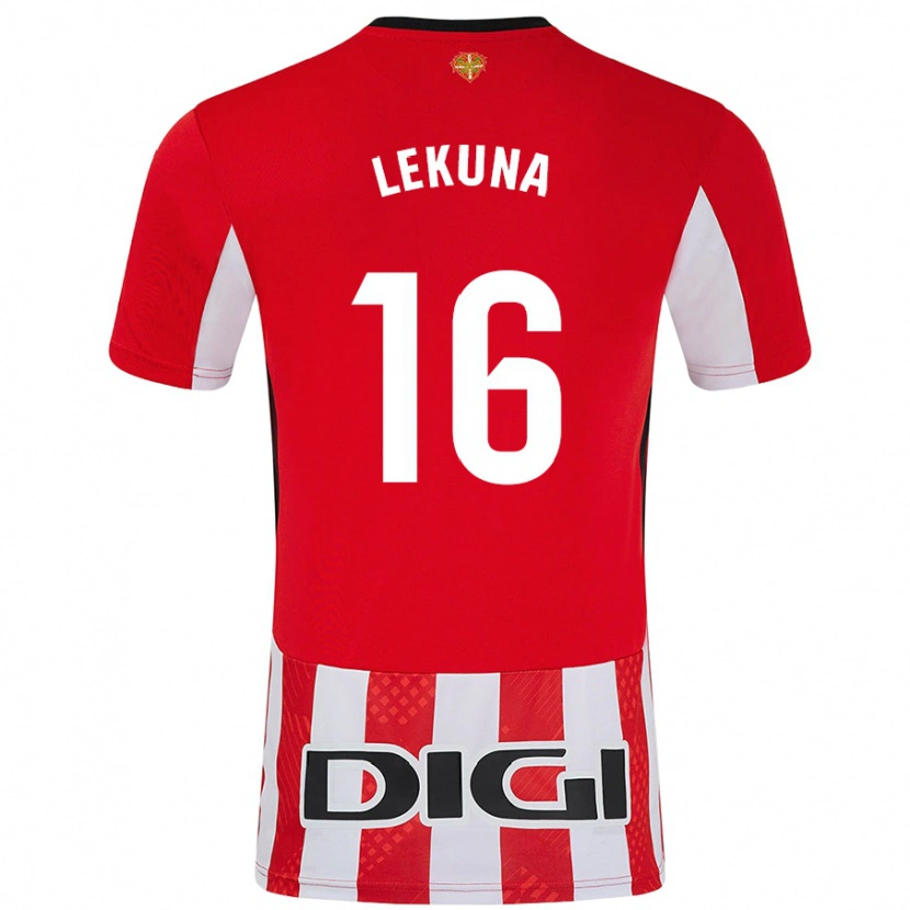 Danxen Bambino Maglia Adrián Lekuna #16 Rosso Bianco Kit Gara Home 2024/25 Maglietta