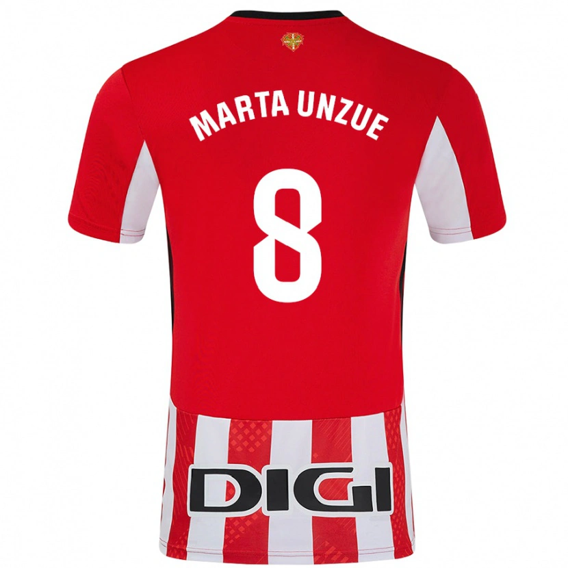 Danxen Bambino Maglia Marta Unzué Urdániz #8 Rosso Bianco Kit Gara Home 2024/25 Maglietta