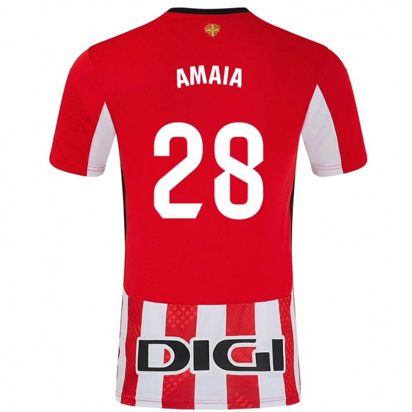 Danxen Bambino Maglia Amaia Martinez De La Peña #28 Rosso Bianco Kit Gara Home 2024/25 Maglietta