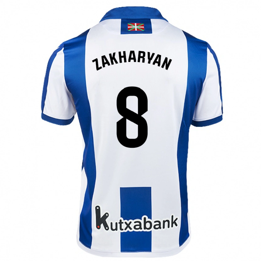 Danxen Bambino Maglia Arsen Zakharyan #8 Bianco Blu Kit Gara Home 2024/25 Maglietta