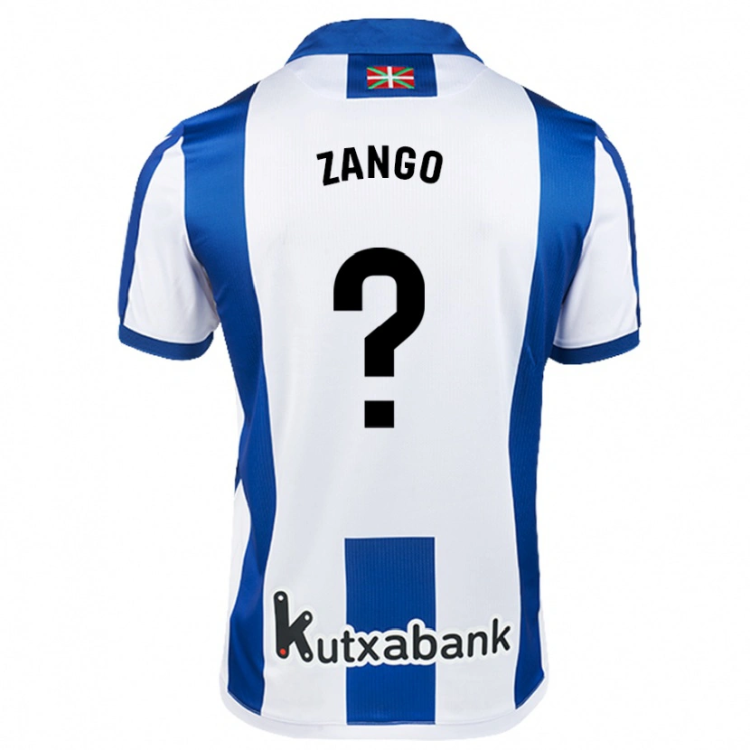 Danxen Bambino Maglia Adrián Zango #0 Bianco Blu Kit Gara Home 2024/25 Maglietta
