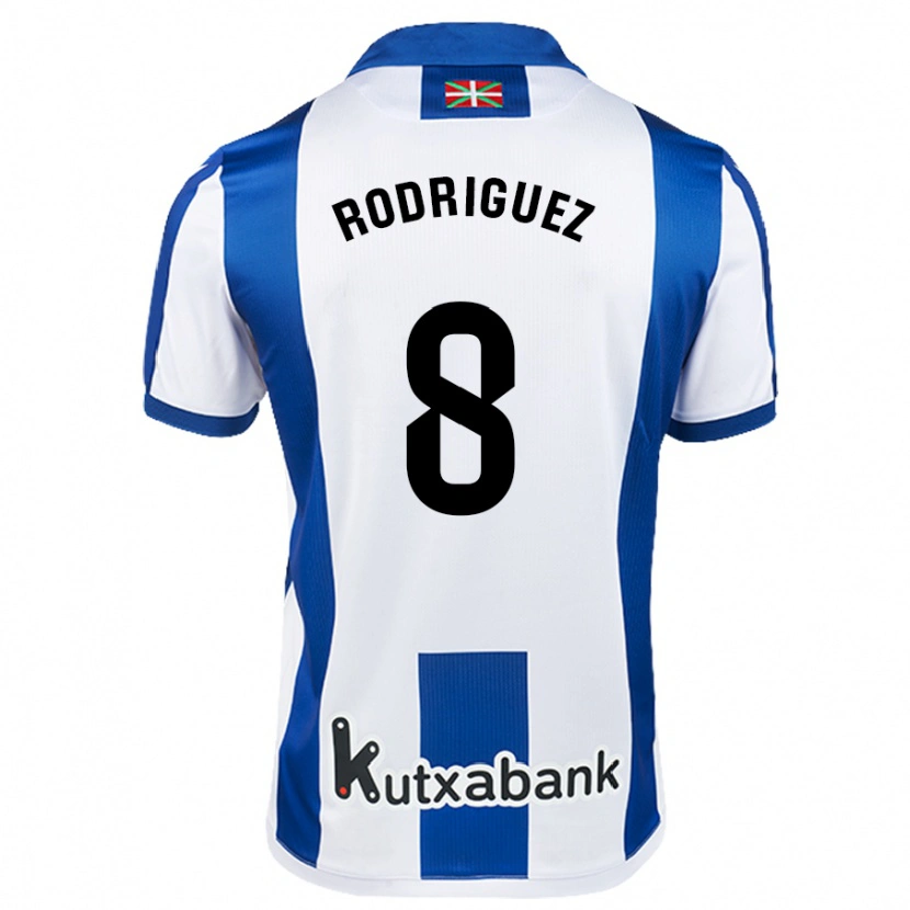 Danxen Bambino Maglia Mikel Rodriguez #8 Bianco Blu Kit Gara Home 2024/25 Maglietta