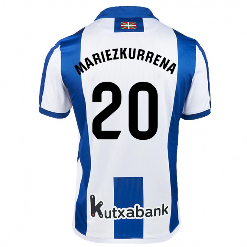 Danxen Bambino Maglia Arkaitz Mariezkurrena #20 Bianco Blu Kit Gara Home 2024/25 Maglietta