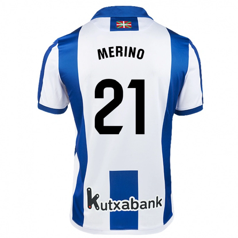 Danxen Bambino Maglia Jon Merino #21 Bianco Blu Kit Gara Home 2024/25 Maglietta