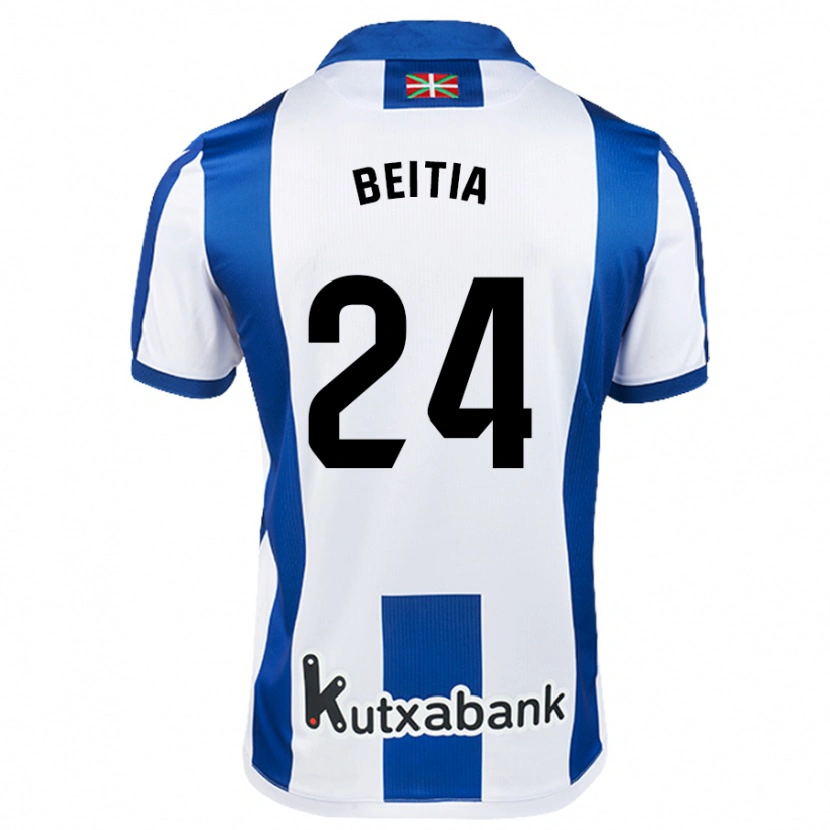 Danxen Bambino Maglia Luken Beitia #24 Bianco Blu Kit Gara Home 2024/25 Maglietta