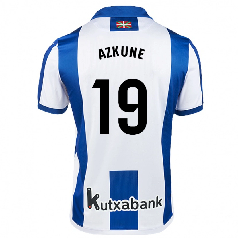 Danxen Bambino Maglia Ekain Azkune #19 Bianco Blu Kit Gara Home 2024/25 Maglietta