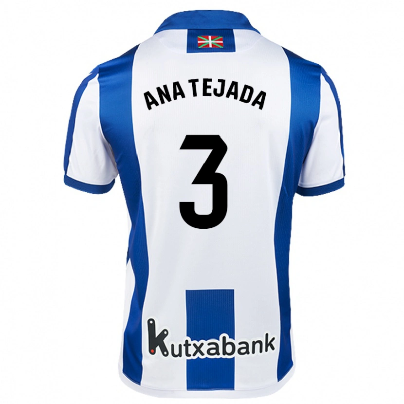 Danxen Bambino Maglia Ana Tejada Jiménez #3 Bianco Blu Kit Gara Home 2024/25 Maglietta
