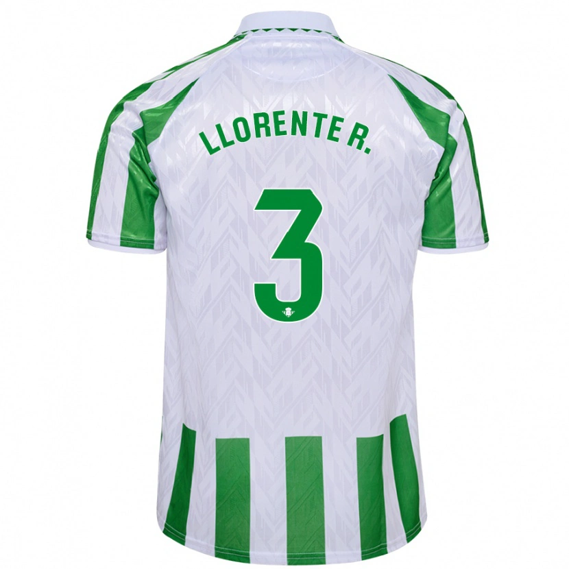 Danxen Bambino Maglia Diego Llorente #3 Verde Bianco A Righe Kit Gara Home 2024/25 Maglietta