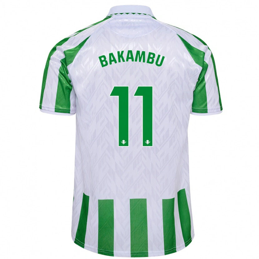 Danxen Bambino Maglia Cédric Bakambu #11 Verde Bianco A Righe Kit Gara Home 2024/25 Maglietta