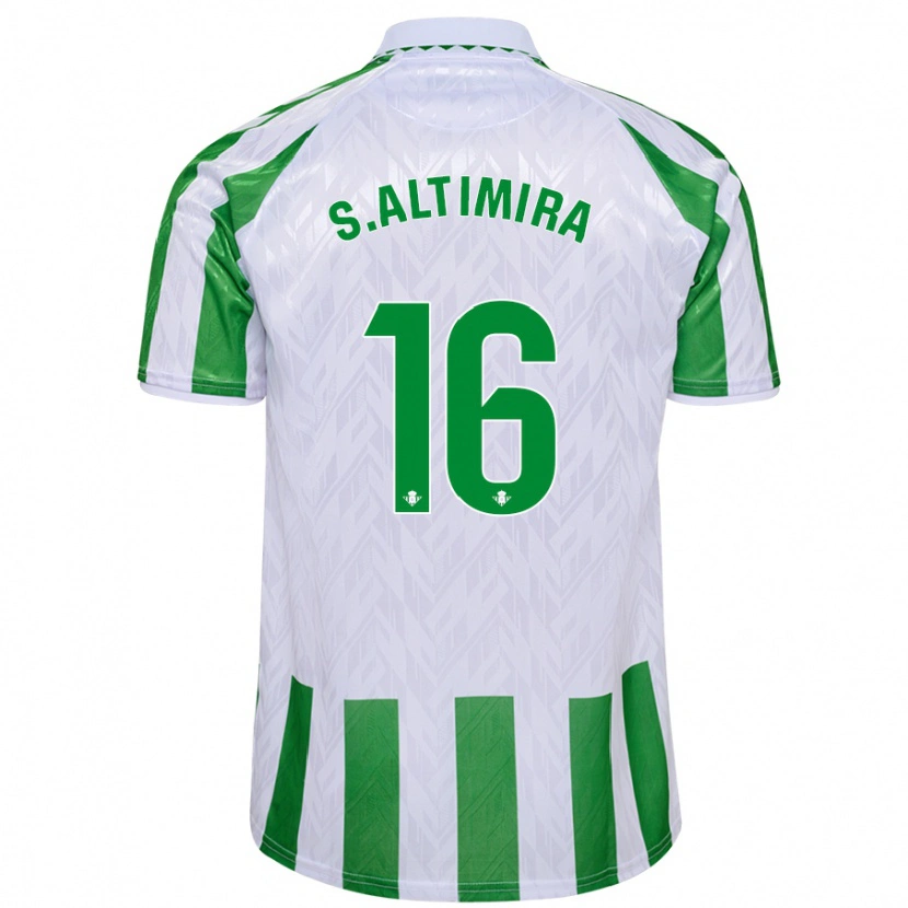 Danxen Bambino Maglia Sergi Altimira #16 Verde Bianco A Righe Kit Gara Home 2024/25 Maglietta