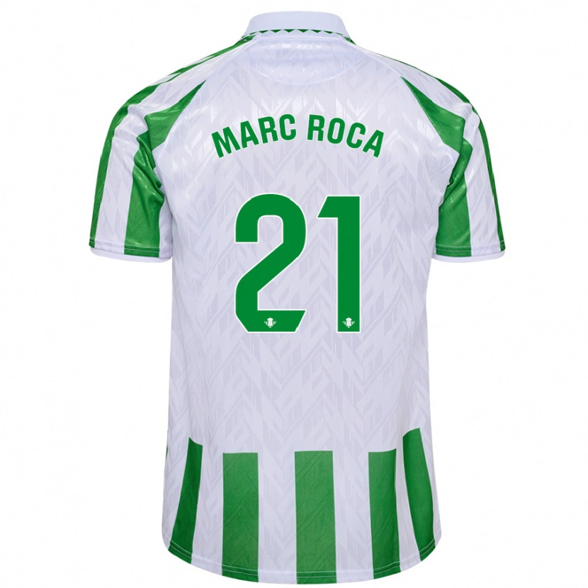 Danxen Bambino Maglia Marc Roca #21 Verde Bianco A Righe Kit Gara Home 2024/25 Maglietta