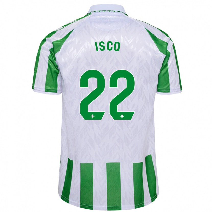 Danxen Bambino Maglia Isco #22 Verde Bianco A Righe Kit Gara Home 2024/25 Maglietta