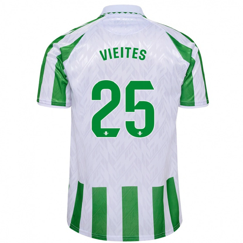 Danxen Bambino Maglia Fran Vieites #25 Verde Bianco A Righe Kit Gara Home 2024/25 Maglietta