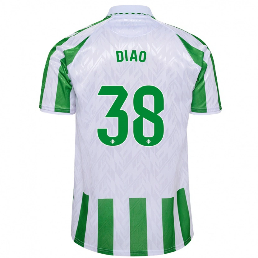 Danxen Bambino Maglia Assane Diao #38 Verde Bianco A Righe Kit Gara Home 2024/25 Maglietta