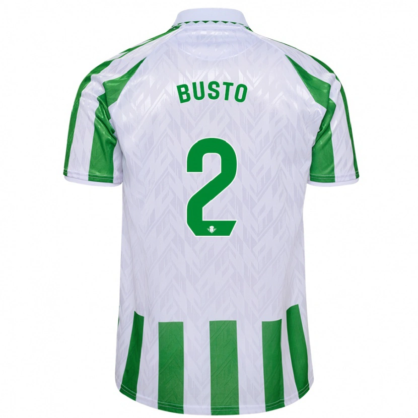 Danxen Bambino Maglia Pablo Busto #2 Verde Bianco A Righe Kit Gara Home 2024/25 Maglietta