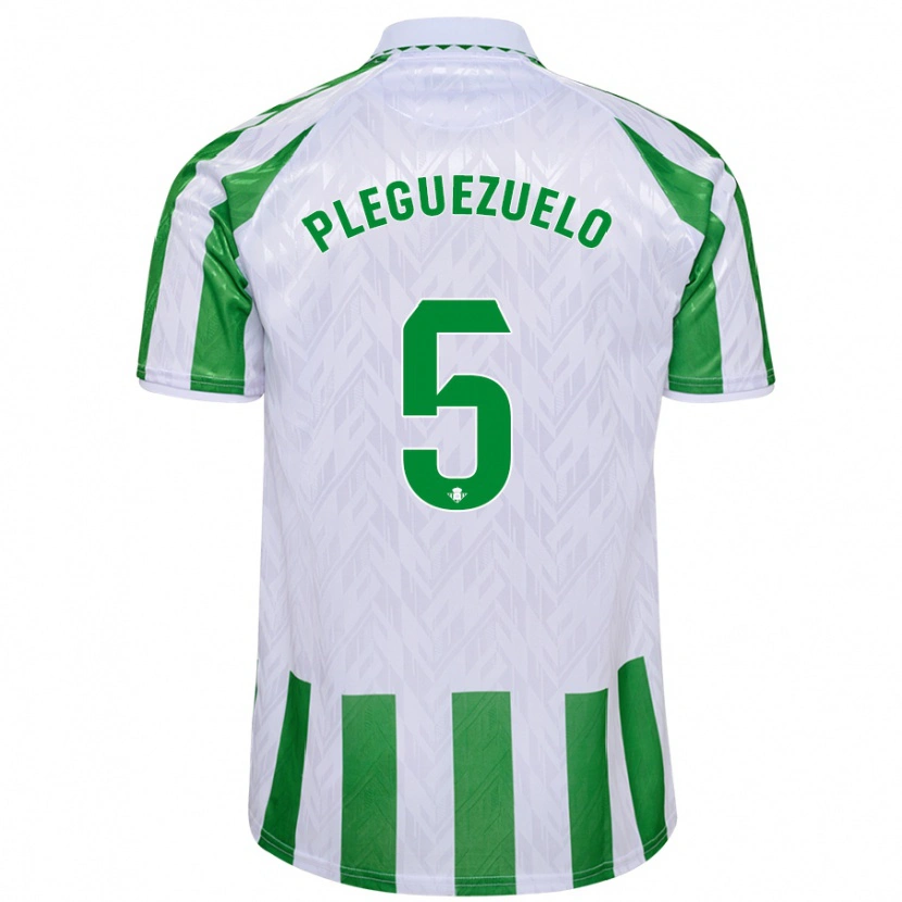 Danxen Bambino Maglia Xavi Pleguezuelo #5 Verde Bianco A Righe Kit Gara Home 2024/25 Maglietta