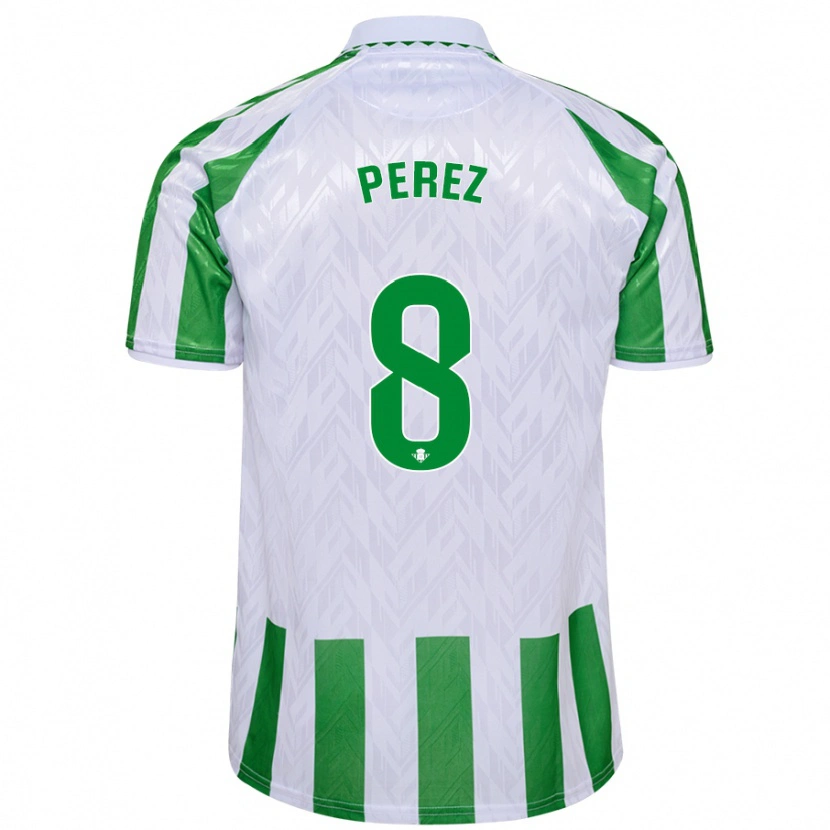 Danxen Bambino Maglia Dani Pérez #8 Verde Bianco A Righe Kit Gara Home 2024/25 Maglietta