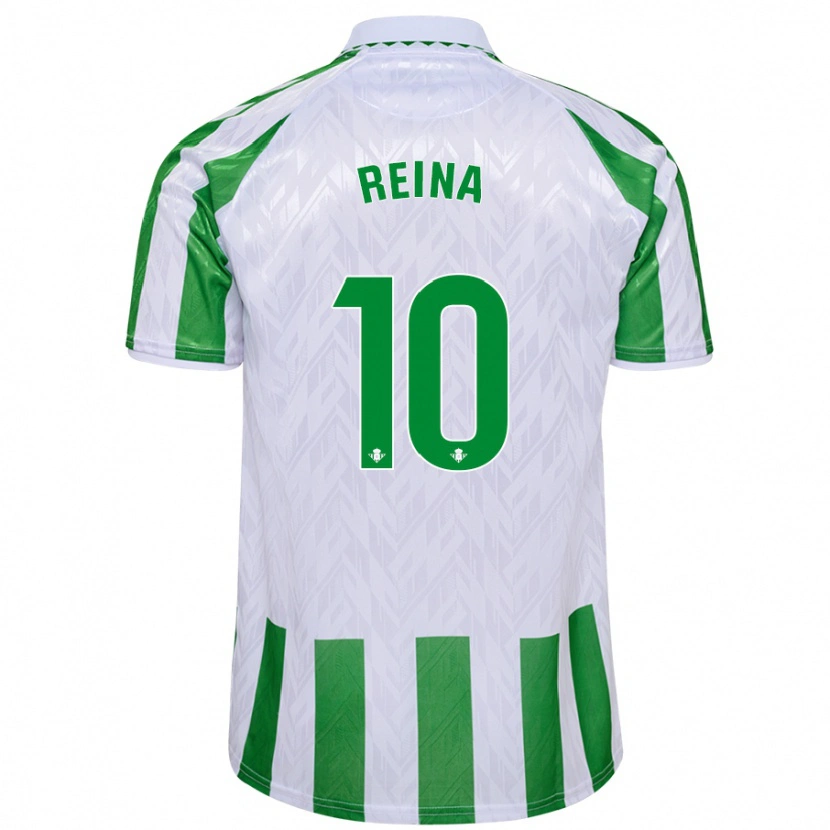 Danxen Bambino Maglia Carlos Reina #10 Verde Bianco A Righe Kit Gara Home 2024/25 Maglietta