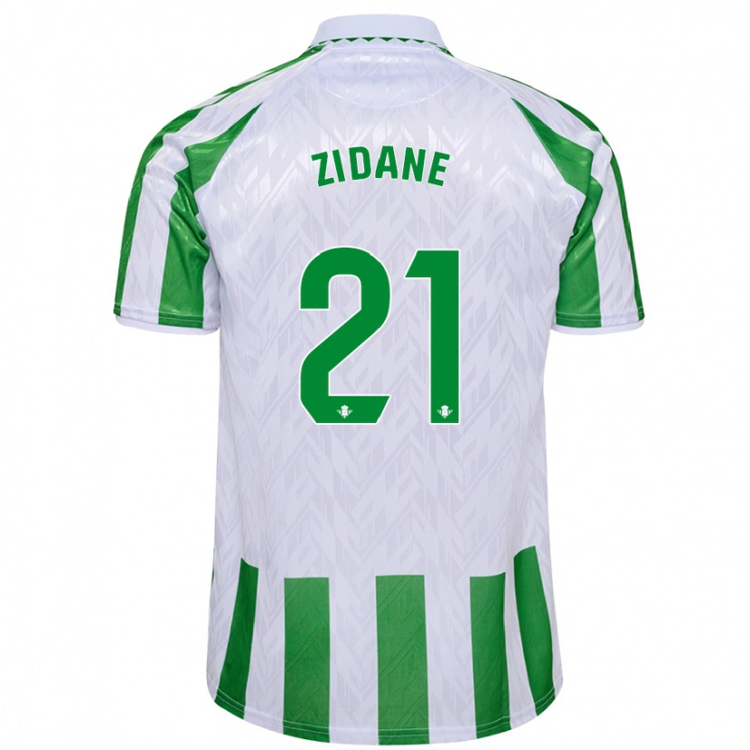 Danxen Bambino Maglia Elyaz Zidane #21 Verde Bianco A Righe Kit Gara Home 2024/25 Maglietta