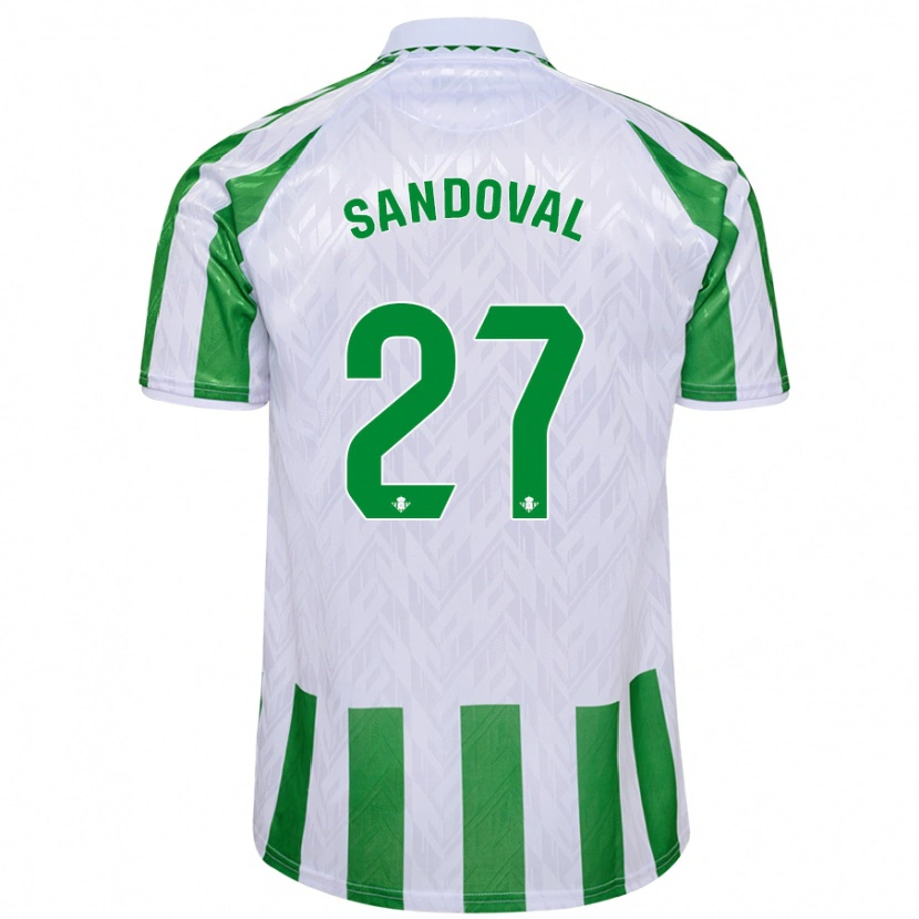 Danxen Bambino Maglia Keimer Sandoval #27 Verde Bianco A Righe Kit Gara Home 2024/25 Maglietta
